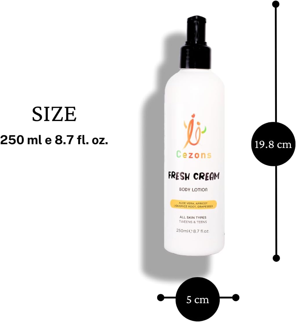 Cezons Kids and Teens Body Lotion Fragrance Free Body Moisturiser for Dry Skin Care for Teenagers Natural Unscented Kids Moisturiser for Dry Skin Childrens Moisturising Cream Skincare Moisturizer