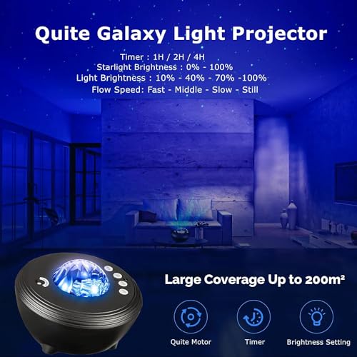 YunLone Galaxy Projector Star Lights Projector for Bedroom with 33 Lighting, Aurora Projector with Bluetooth 5.0 Speaker, Smart APP, 8 White Noises Night Light with IR Remote, Timer for Kids Adults