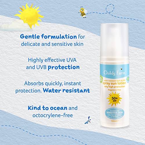 Childs Farm Kids And Baby Sun Lotion Roll-On SPF 50plus Water Resistant UVA And UVB Very High Protection Suitable Dry, Sensitive And Eczema-prone Skin 50ml, White, 1, 85.65 Grams