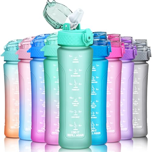 KITART 450ml Kids Sports Water Bottles for School with Chug Lid (Blue)