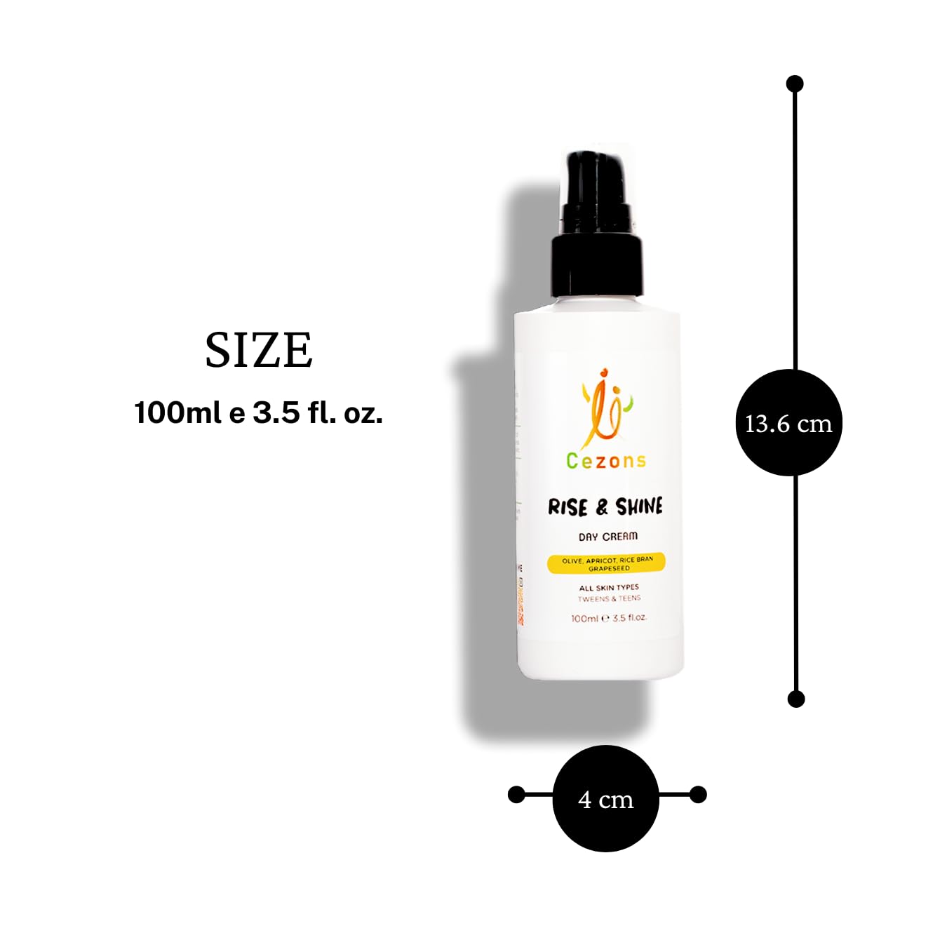 Cezons Rise & Shine Day Cream - A Gentle Face Cream for Kids, Tweens & Teenagers - 50ML - Antioxidant-Packed - Fragrance-Free, Alcohol-Free Skincare.