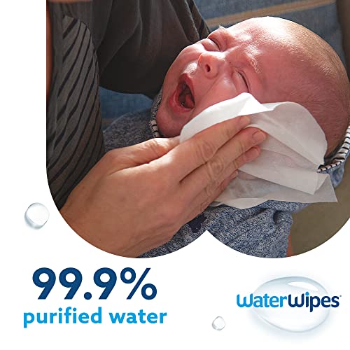 WaterWipes Plastic-Free Original Baby Wipes, 99.9% Water Based Wipes, Unscented for Sensitive Skin, 720 count (Pack of 12)