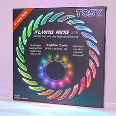 TOSY Flying Ring - 12 LEDs, Super Bright, Very Soft & Phosphorescent Rim, Auto Light Up, Safe, Waterproof, Lightweight frisbee, Cool Fun Christmas & Outdoor/Indoor Gift Toy for Boys/Girls/Kids