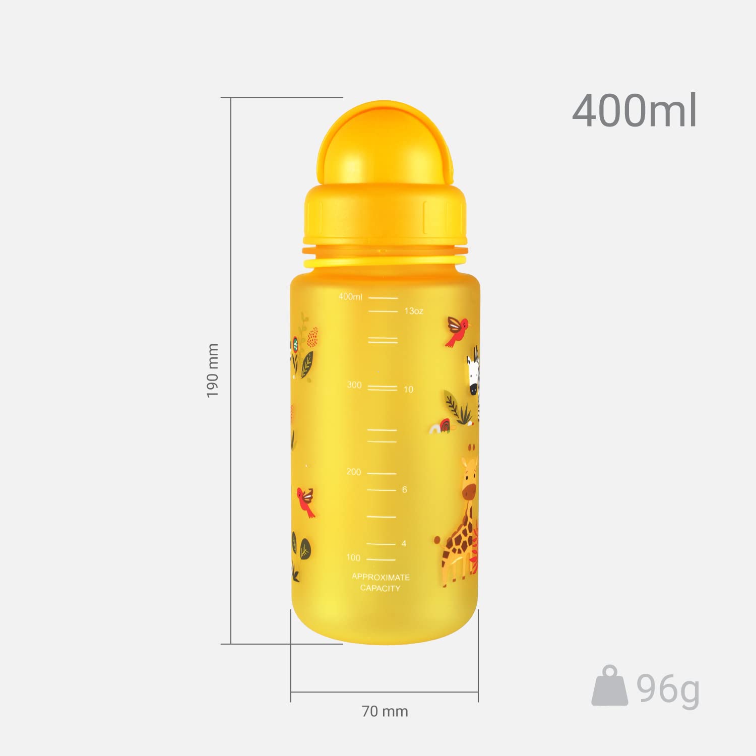 Children's Water Bottle With Easy-Access Lid & Straw, 400ml, Blue Dinosaurs