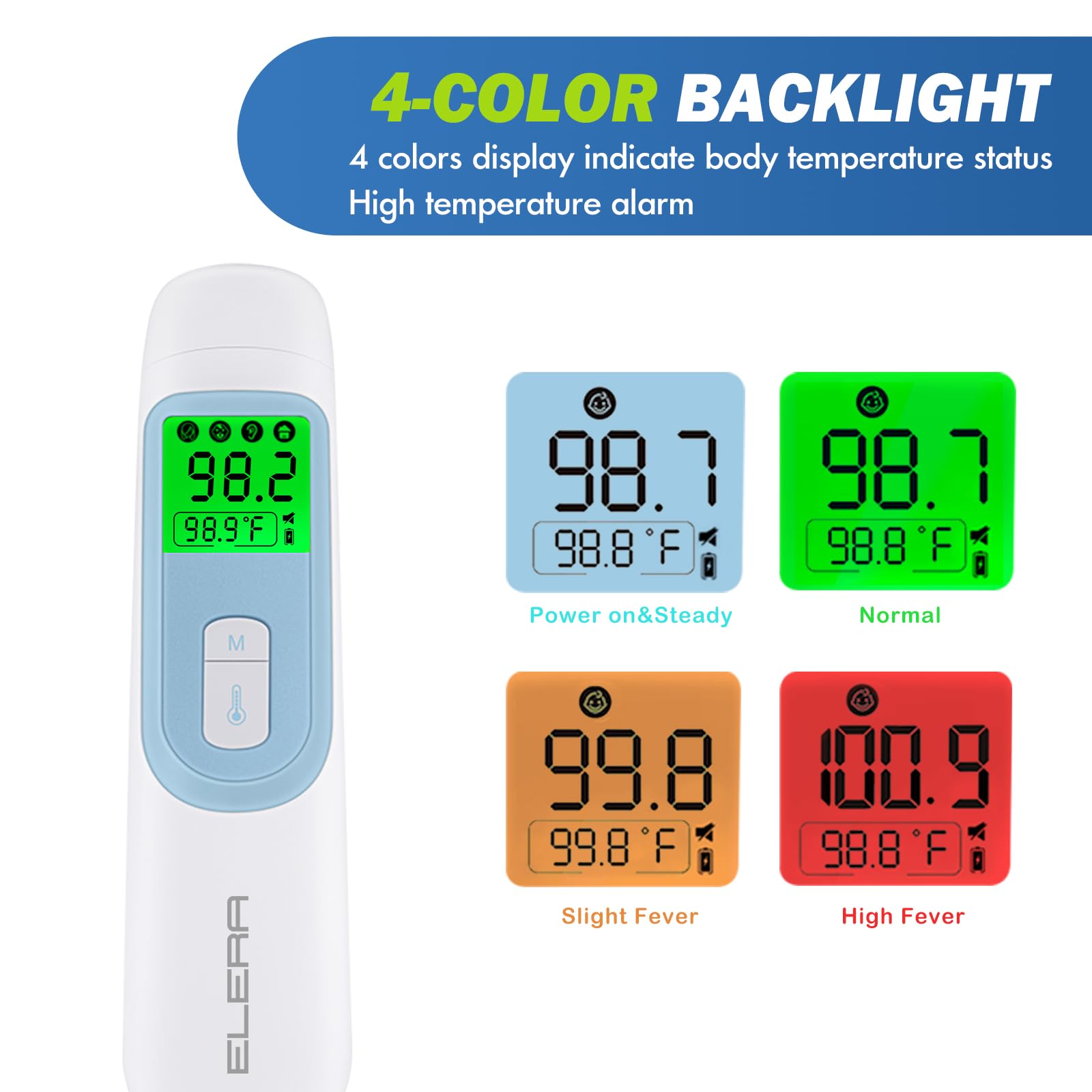 Elera Ear Thermometer for Kids, Baby Thermometer with Forehead and Ear Mode for Adults, Infant, Kids and Toddler, Touchless and 1 Second Reading with Fever Alarm and Mute Function