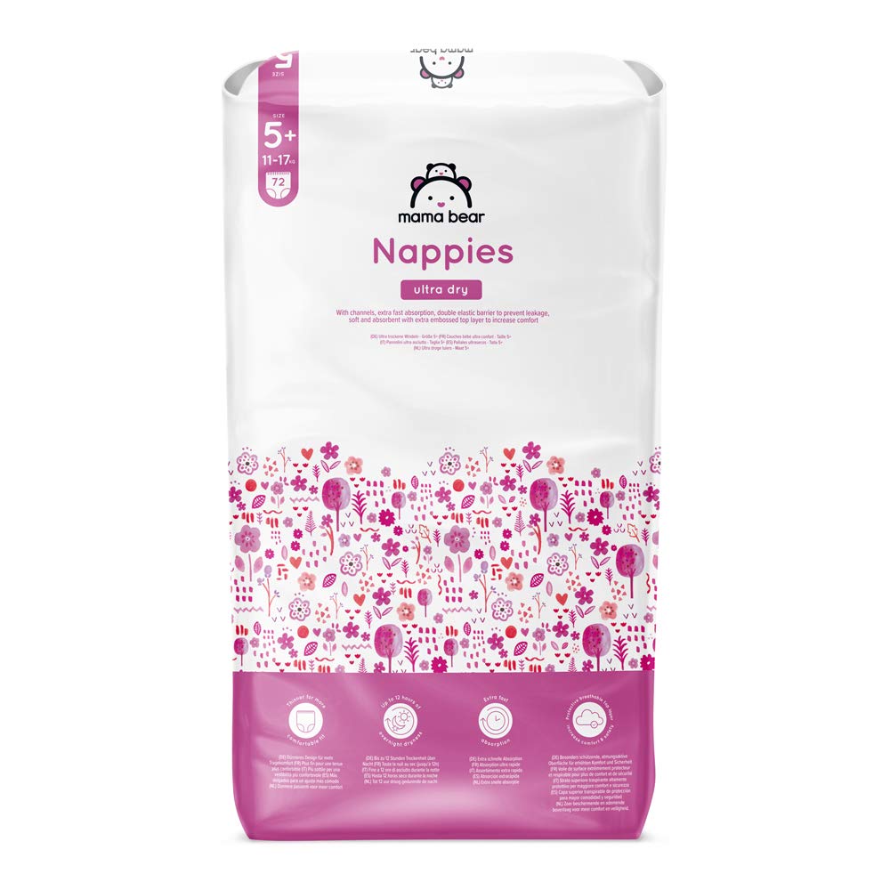 Amazon Brand - Mama Bear Ultra Dry Nappies, Size 3 (4-9 kg), 172 Count (2 Packs of 86), White, Monthly Pack