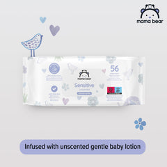 Amazon Brand – Mama Bear Sensitive Unscented Baby Wipes, 1008 Count (18 Packs of 56)