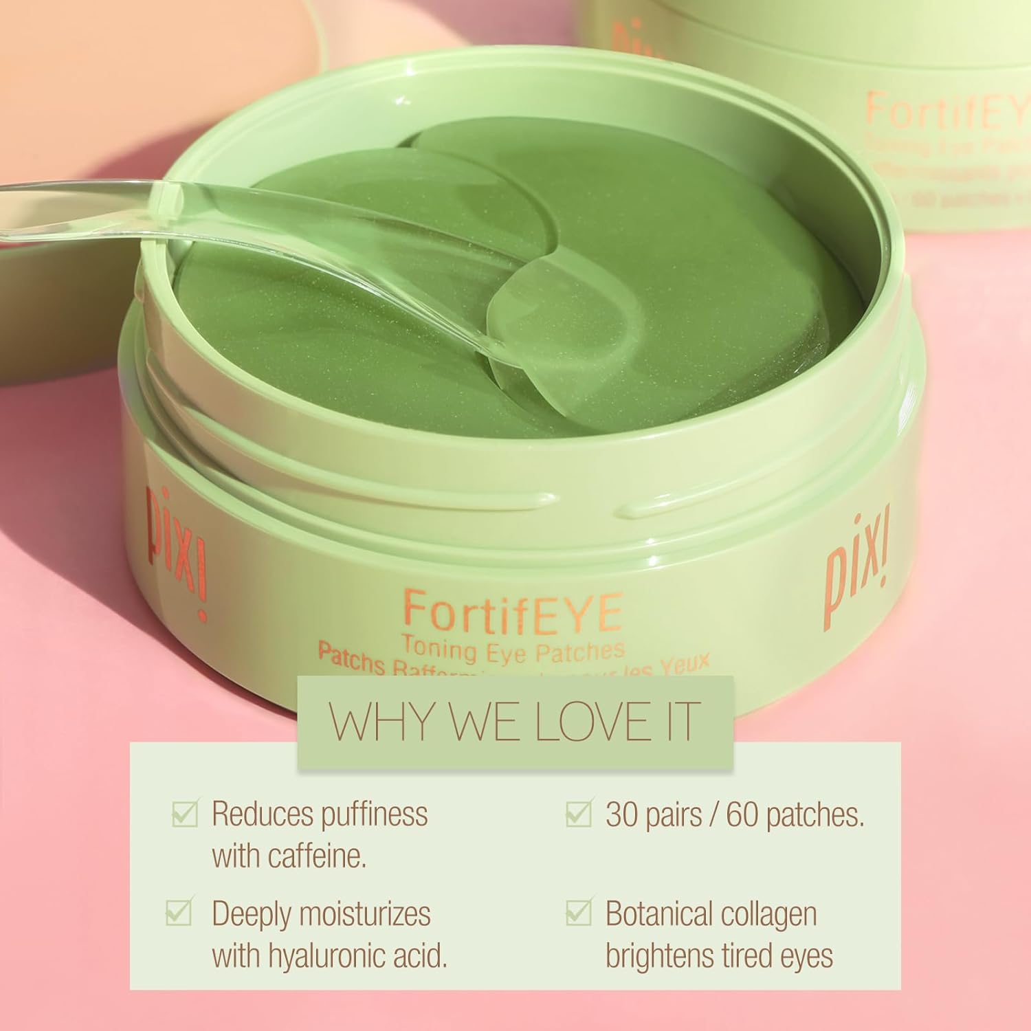 Pixi FortifEYE Firming Hydrogel Under-Eye Patches | Collagen Eye Patches For Under Eyes | Energize & Tone Eye Area | 30 Pairs / 60 Patches