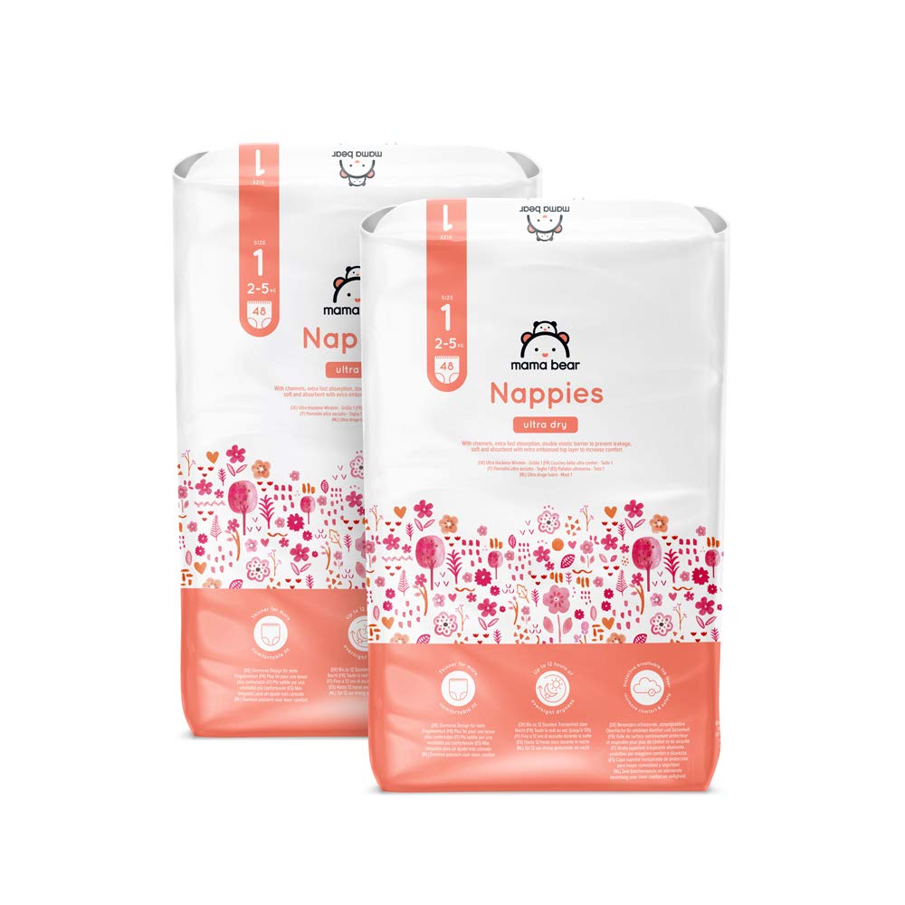 Amazon Brand - Mama Bear Ultra Dry Nappies, Size 3 (4-9 kg), 172 Count (2 Packs of 86), White, Monthly Pack