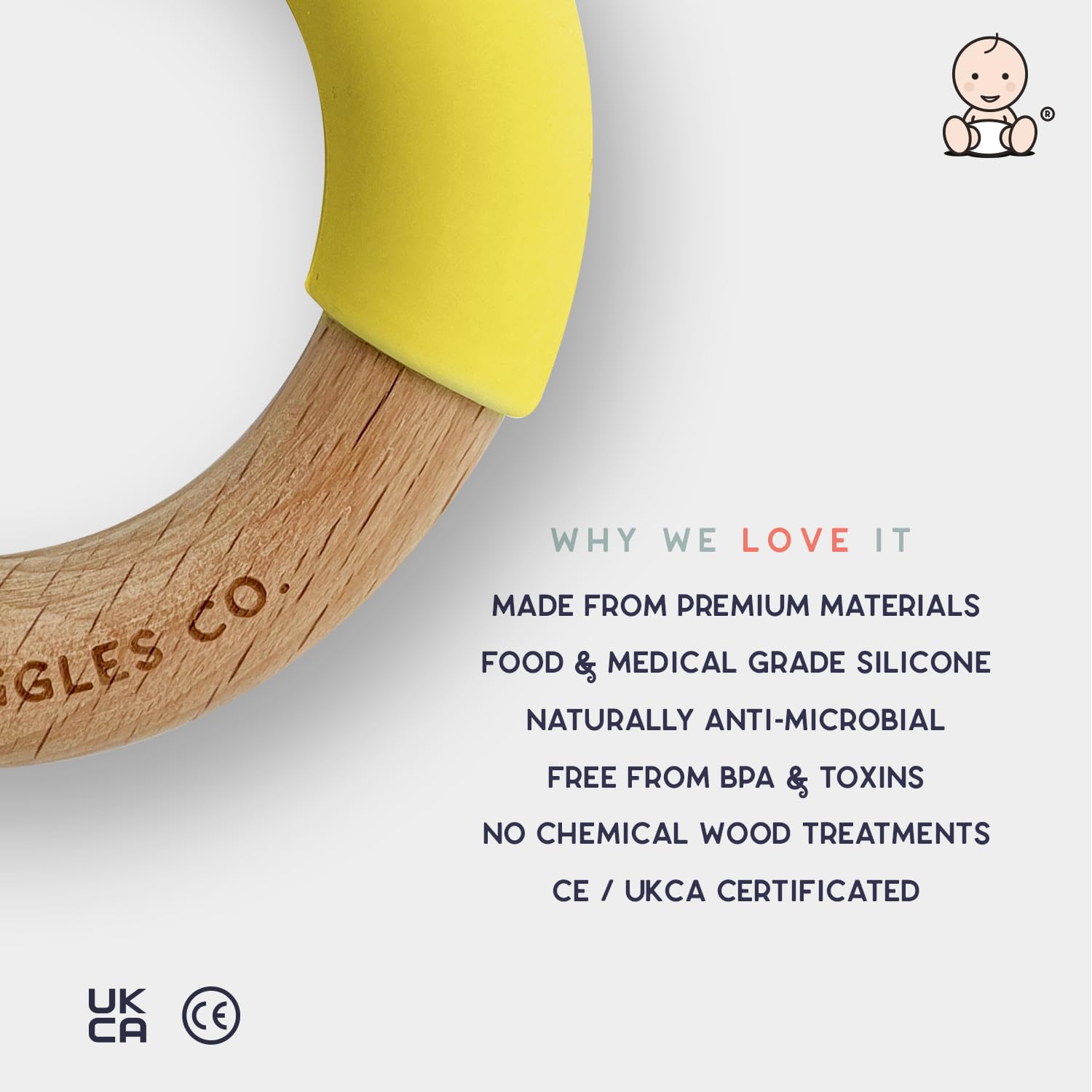 Little Giggles Co.® Baby Gifts - Neutral Teething Toys & Large Muslin Cloths Gift Set. Sensory Play Rattle, Soothing Teether Ring, Cotton Baby Muslins. Baby Essentials for Newborn & Baby Shower Gifts