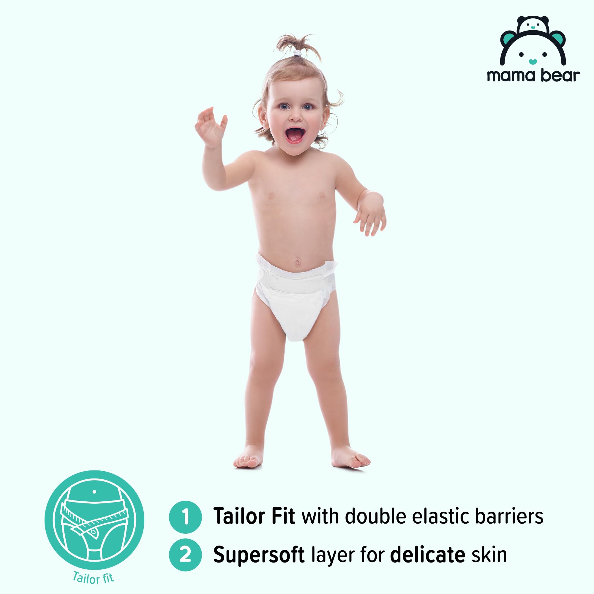 Amazon Brand - Mama Bear Ultra Dry Nappies, Size 3 (4-9 kg), 172 Count (2 Packs of 86), White, Monthly Pack