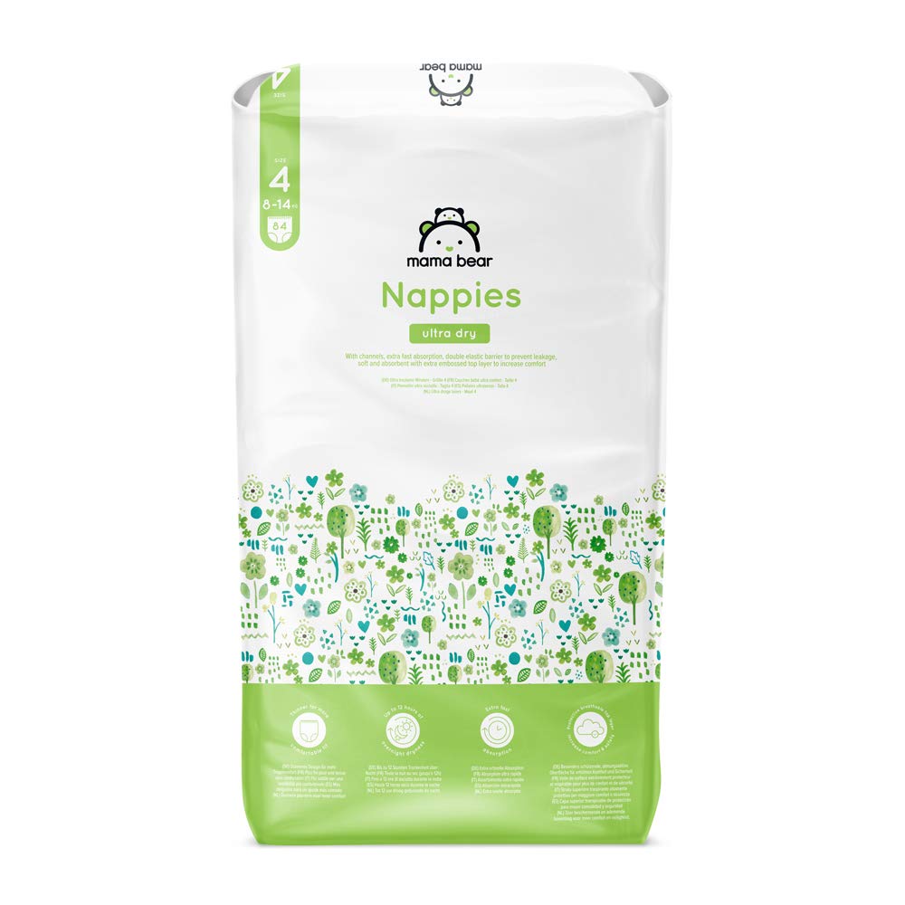 Amazon Brand - Mama Bear Ultra Dry Nappies, Size 3 (4-9 kg), 172 Count (2 Packs of 86), White, Monthly Pack