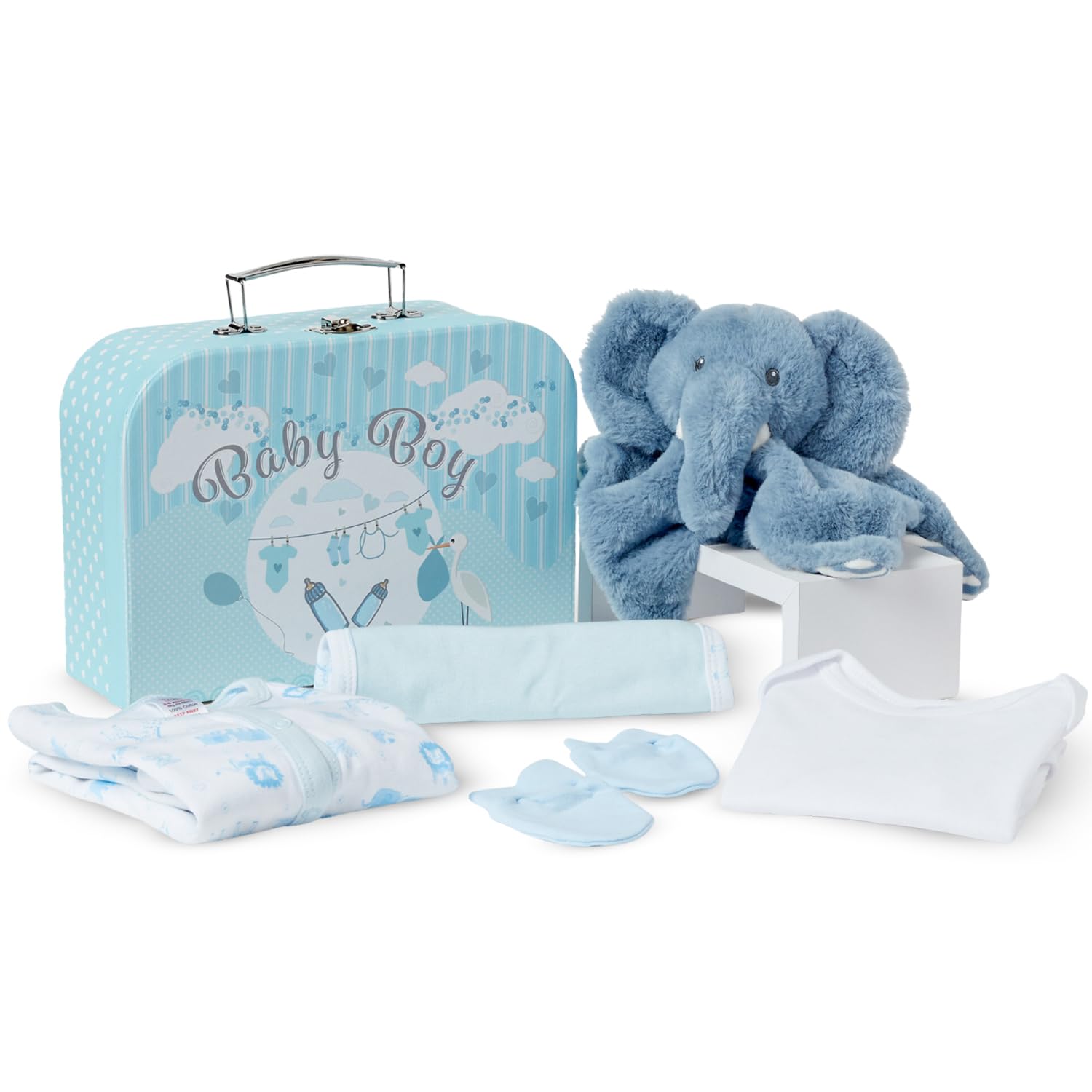 Baby Box Shop - 7 Newborn Baby Girl Gifts Ideal for Christening, Birthdays & Baby Shower Gifts - Includes Baby Essentials for Newborn Girl with Baby Rattle in Cute Keepsake Case, Baby Girl Hamper