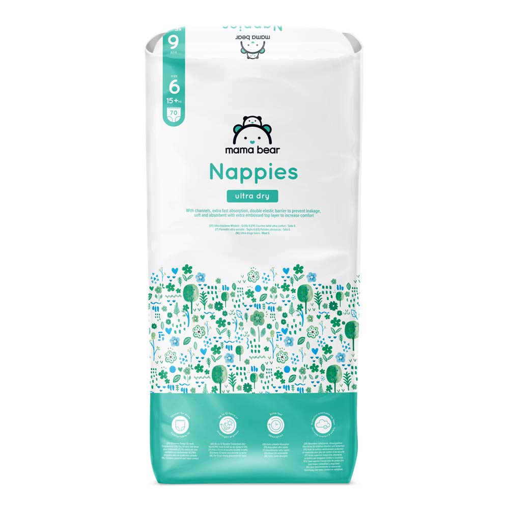 Amazon Brand - Mama Bear Ultra Dry Nappies, Size 3 (4-9 kg), 172 Count (2 Packs of 86), White, Monthly Pack