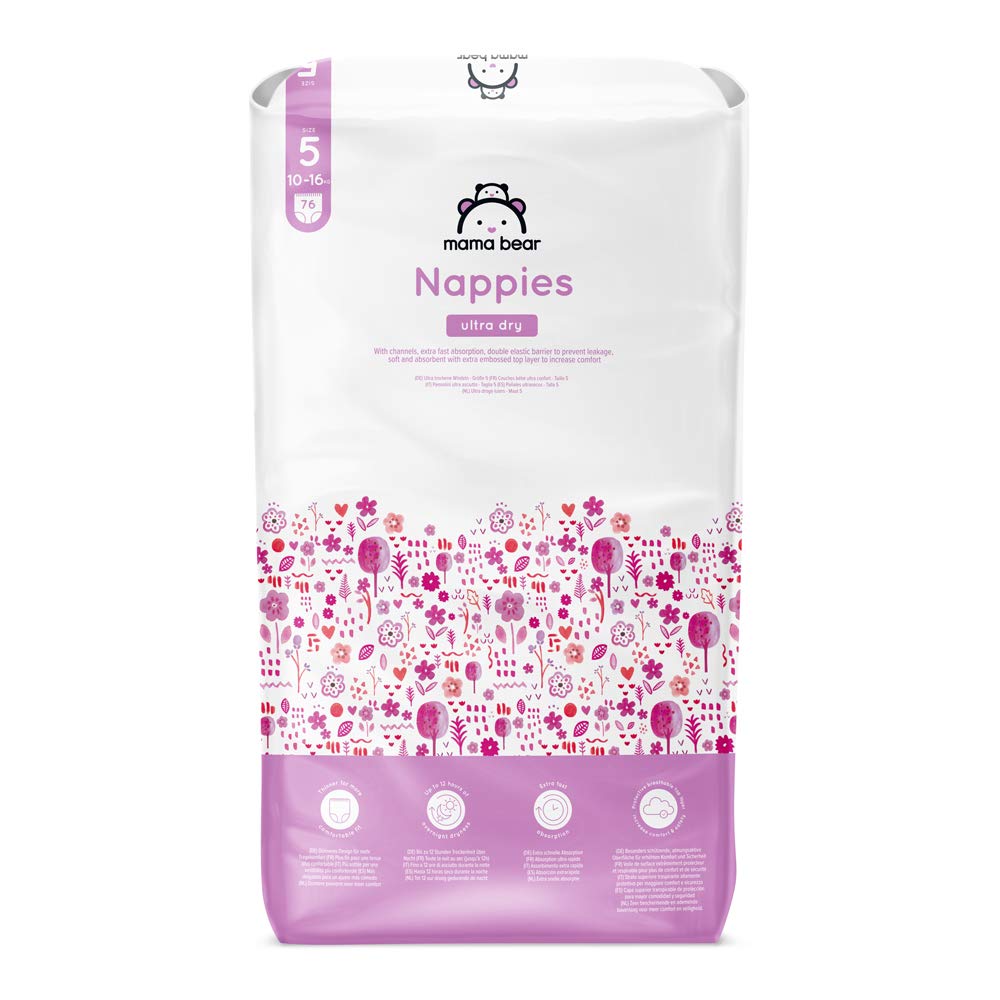 Amazon Brand - Mama Bear Ultra Dry Nappies, Size 3 (4-9 kg), 172 Count (2 Packs of 86), White, Monthly Pack