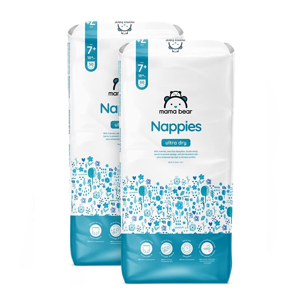 Amazon Brand - Mama Bear Ultra Dry Nappies, Size 3 (4-9 kg), 172 Count (2 Packs of 86), White, Monthly Pack