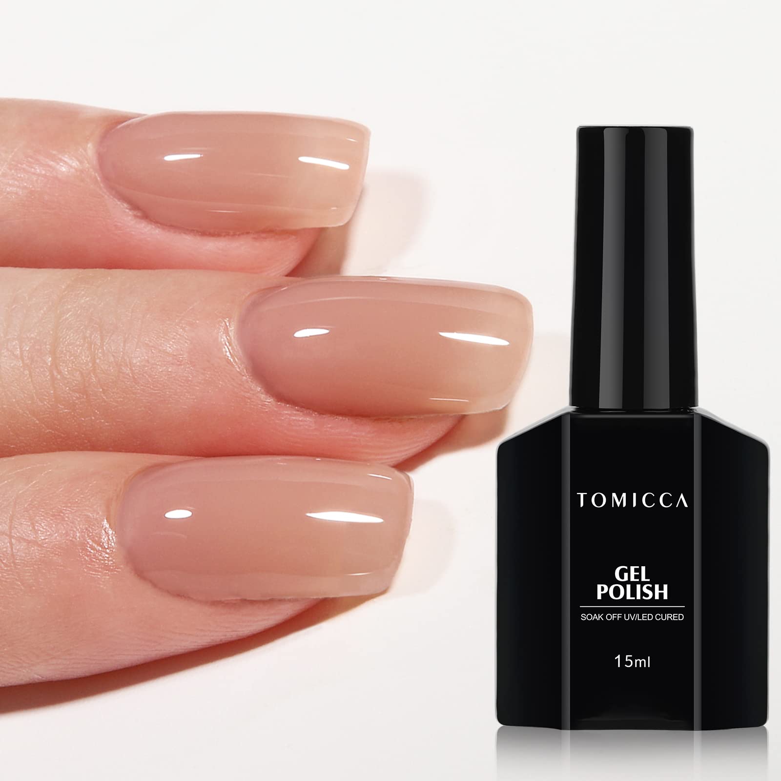 TOMICCA Milky White Gel Nail Polish- 15ml Natural Gel Polish French Nail Design UV LED Gel Milky Jelly Gel Nail Polish Transparent White Soak Off Gel Polish Nail Art Gel-ZB07