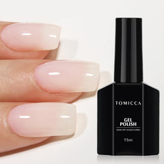 TOMICCA Milky White Gel Nail Polish- 15ml Natural Gel Polish French Nail Design UV LED Gel Milky Jelly Gel Nail Polish Transparent White Soak Off Gel Polish Nail Art Gel-ZB07