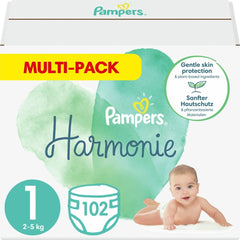 Pampers Harmonie Nappies Size 2, 204 Nappies, 4kg-8kg, Gentle Skin Protection Cushiony Soft