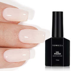 TOMICCA Milky White Gel Nail Polish- 15ml Natural Gel Polish French Nail Design UV LED Gel Milky Jelly Gel Nail Polish Transparent White Soak Off Gel Polish Nail Art Gel-ZB07