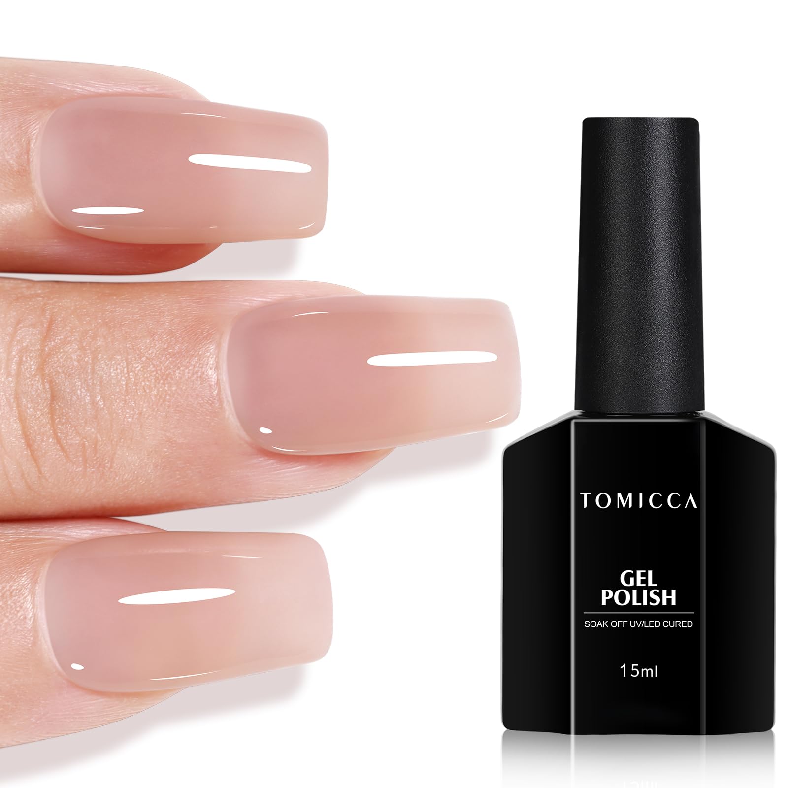 TOMICCA Milky White Gel Nail Polish- 15ml Natural Gel Polish French Nail Design UV LED Gel Milky Jelly Gel Nail Polish Transparent White Soak Off Gel Polish Nail Art Gel-ZB07