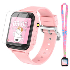 2G Smart Watch for Kids Gift for Girls Ages 4-12 - Includes Screen Protector, 30+ Games, 140 Learning Cards, HD Touch Screen, Camera, Music, Pedometer - Fun & Educational Birthday Gift Idea (Pink)