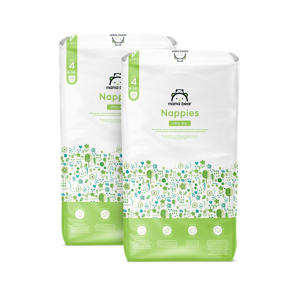 Amazon Brand - Mama Bear Ultra Dry Nappies, Size 3 (4-9 kg), 172 Count (2 Packs of 86), White, Monthly Pack