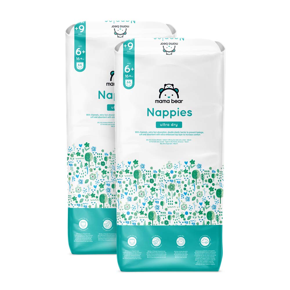 Amazon Brand - Mama Bear Ultra Dry Nappies, Size 3 (4-9 kg), 172 Count (2 Packs of 86), White, Monthly Pack