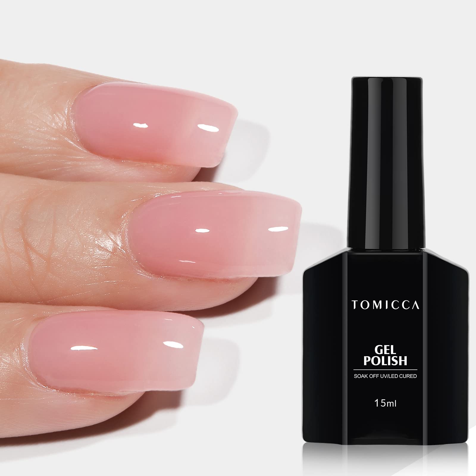 TOMICCA Milky White Gel Nail Polish- 15ml Natural Gel Polish French Nail Design UV LED Gel Milky Jelly Gel Nail Polish Transparent White Soak Off Gel Polish Nail Art Gel-ZB07