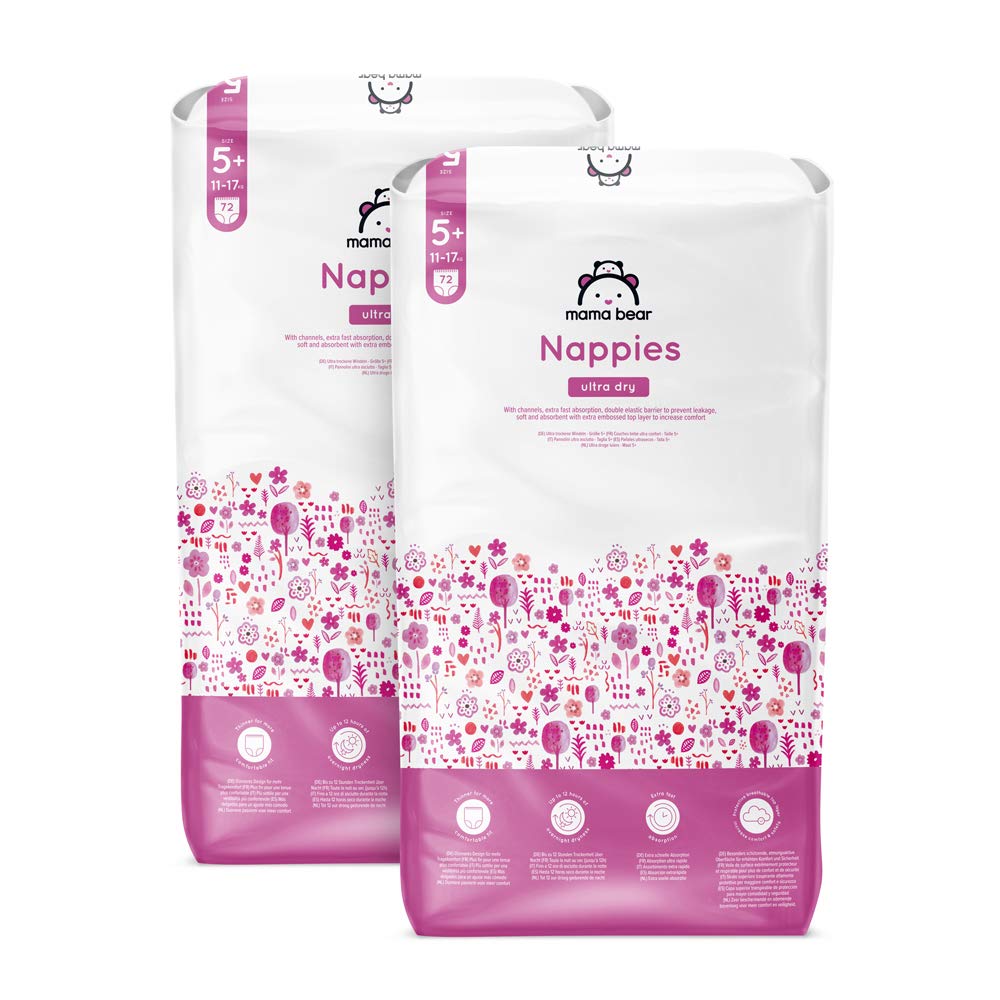 Amazon Brand - Mama Bear Ultra Dry Nappies, Size 3 (4-9 kg), 172 Count (2 Packs of 86), White, Monthly Pack