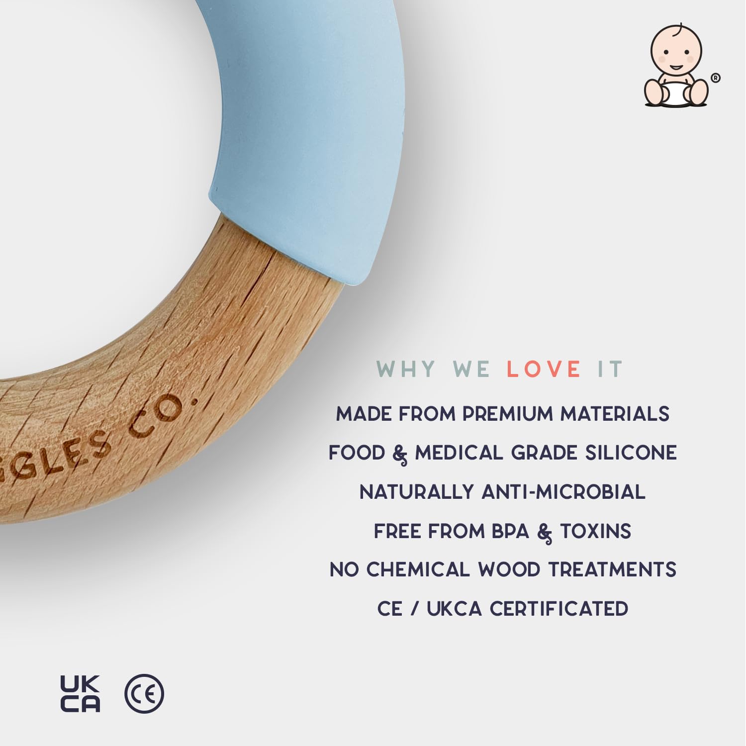 Little Giggles Co.® Baby Gifts - Neutral Teething Toys & Large Muslin Cloths Gift Set. Sensory Play Rattle, Soothing Teether Ring, Cotton Baby Muslins. Baby Essentials for Newborn & Baby Shower Gifts