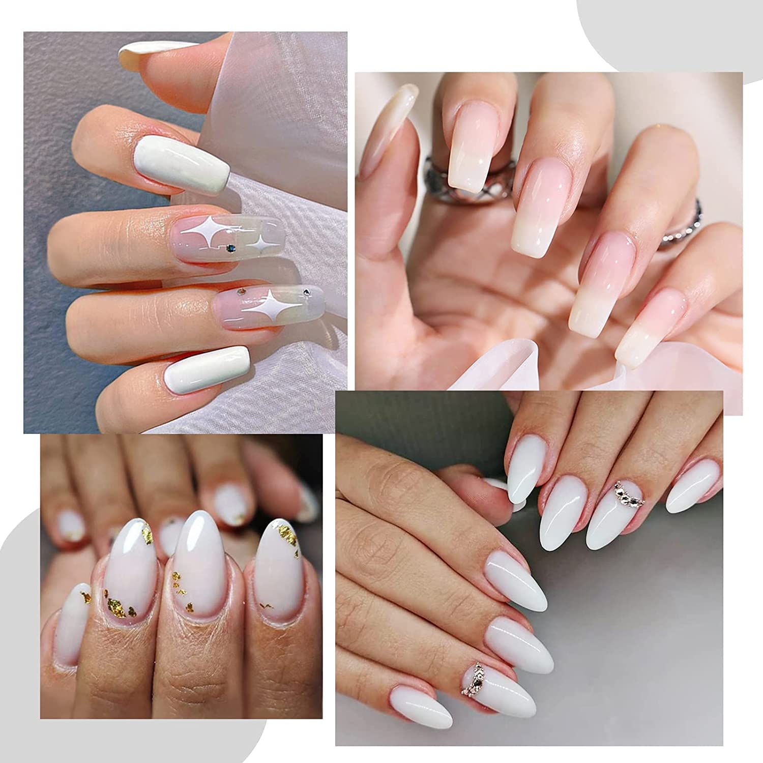 TOMICCA Milky White Gel Nail Polish- 15ml Natural Gel Polish French Nail Design UV LED Gel Milky Jelly Gel Nail Polish Transparent White Soak Off Gel Polish Nail Art Gel-ZB07