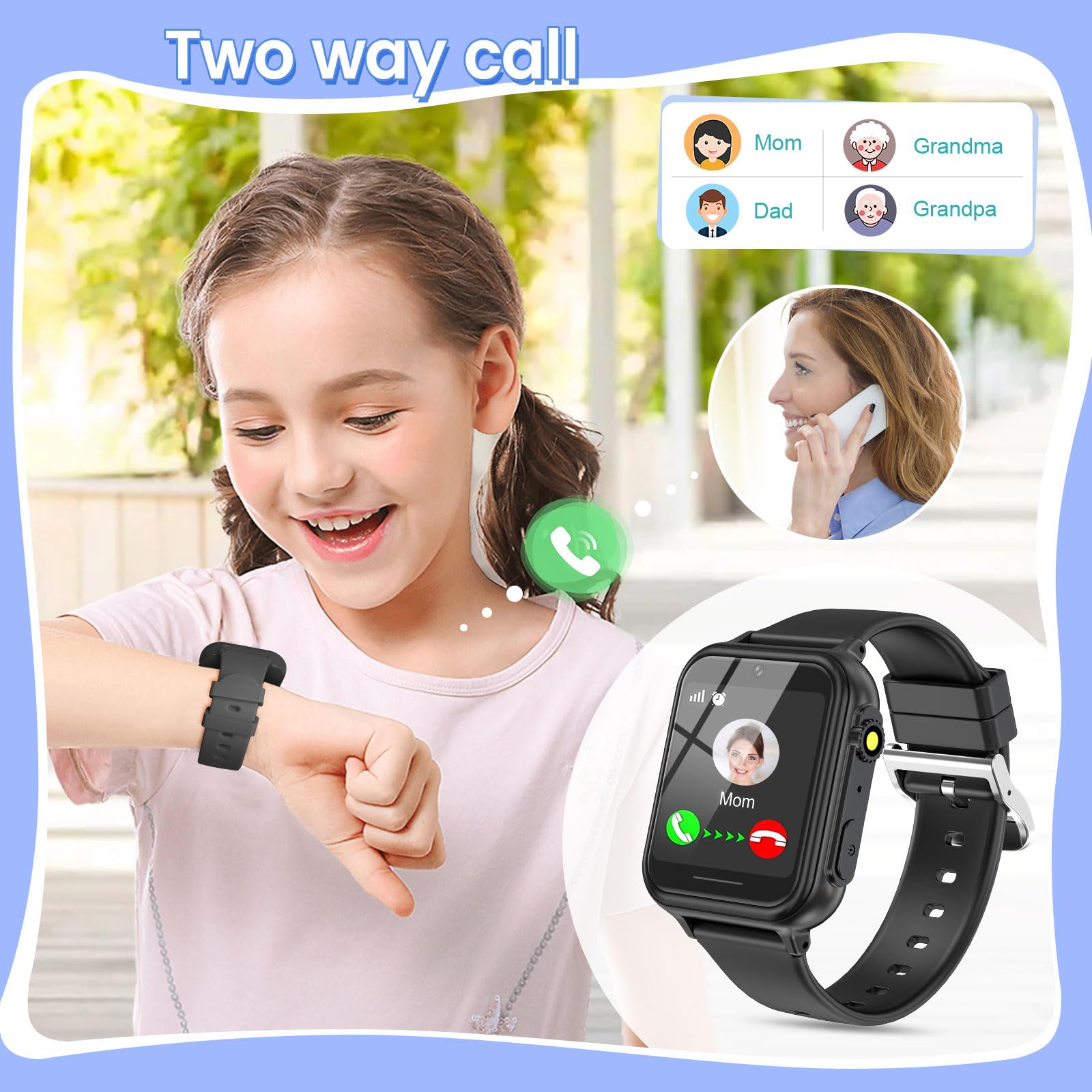 2G Smart Watch for Kids Gift for Girls Ages 4-12 - Includes Screen Protector, 30+ Games, 140 Learning Cards, HD Touch Screen, Camera, Music, Pedometer - Fun & Educational Birthday Gift Idea (Pink)