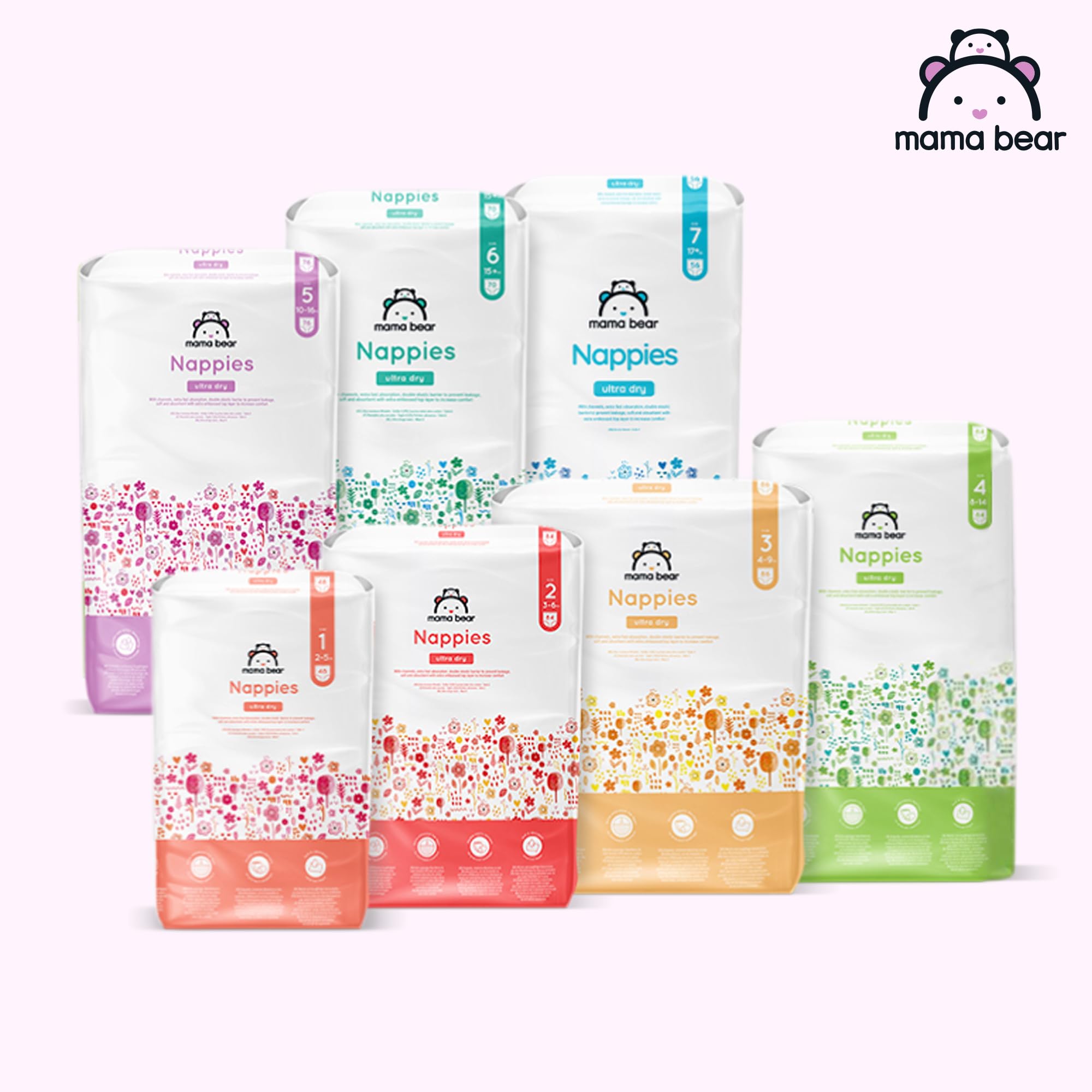 Amazon Brand - Mama Bear Ultra Dry Nappies, Size 3 (4-9 kg), 172 Count (2 Packs of 86), White, Monthly Pack