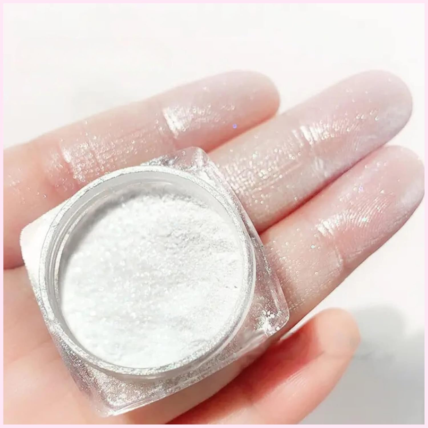 VIRAL TIKTOK TRENDING Glazed Donut Pearl Chrome Nail Powder, with Applicator Brush To Achieve Hailey Bieber Nails, Chrome Glitter Powder for Nail Art Design