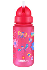 Children's Water Bottle With Easy-Access Lid & Straw, 400ml, Blue Dinosaurs