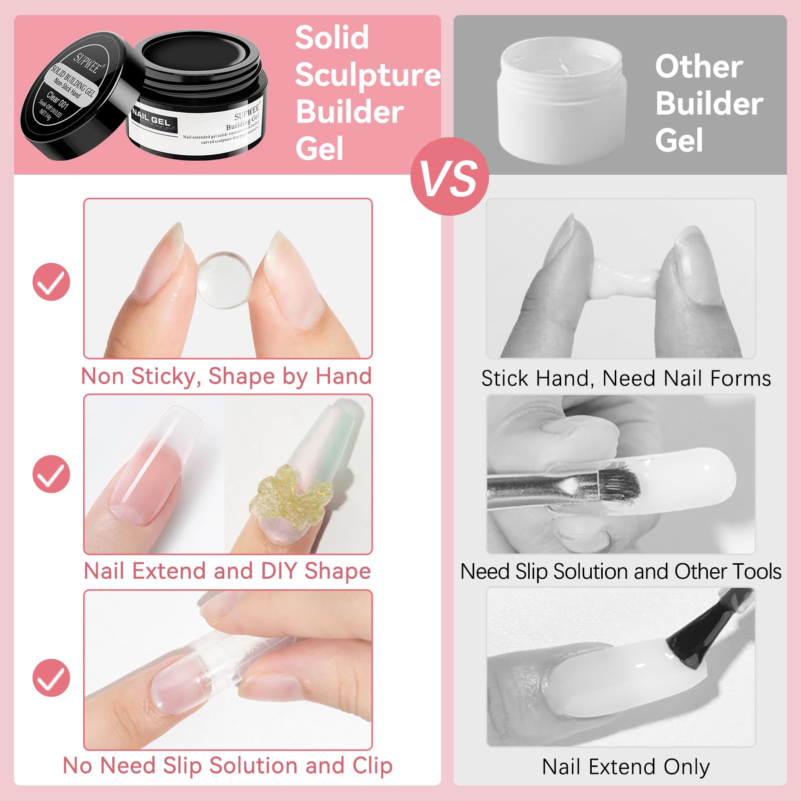 SUPWEE 3D Sculpture Gel Clear Nail Carving Gel for Nail Art Molding Gel DIY Nail Painting Carved Gel Nail Polish 5D Embossed Candy Gel Nail Decoration Manicure 15g