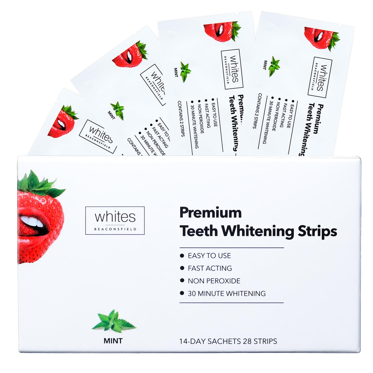 Whites Beaconsfield Teeth Whitening Strips - Advanced Non-Peroxide Formula, 14-Day Supply for Enhanced Brightness, Enamel-Safe, Gentle on Sensitive Teeth, Quick & Visible Results