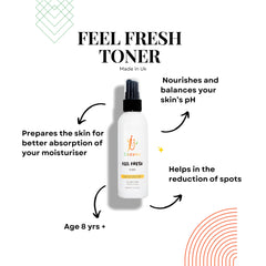 Cezons Feel Fresh Toner - 100ml - Skincare for Kids, Tweens & Teenagers - Green Tea, Vitamin C & Aloe Vera Infused - Gentle, Spray-On, Leave-On Formula - Long Lasting, Great for Travel.