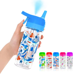 Newthinking Kids Water Bottle with Spray Mist, 420ml Portable Kids Spray Drinking Bottle for Boys Girls School Cool Down and Hydrate