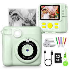 Gofunly Kids Camera Instant Print, 2.4'' Instant Camera for Kids with 32G Card & Print Photo Paper, 1080P HD Video Kids Digital Toddler Toy Camera, Christmas Birthday Gift for Girls Age 3-12 Years Old