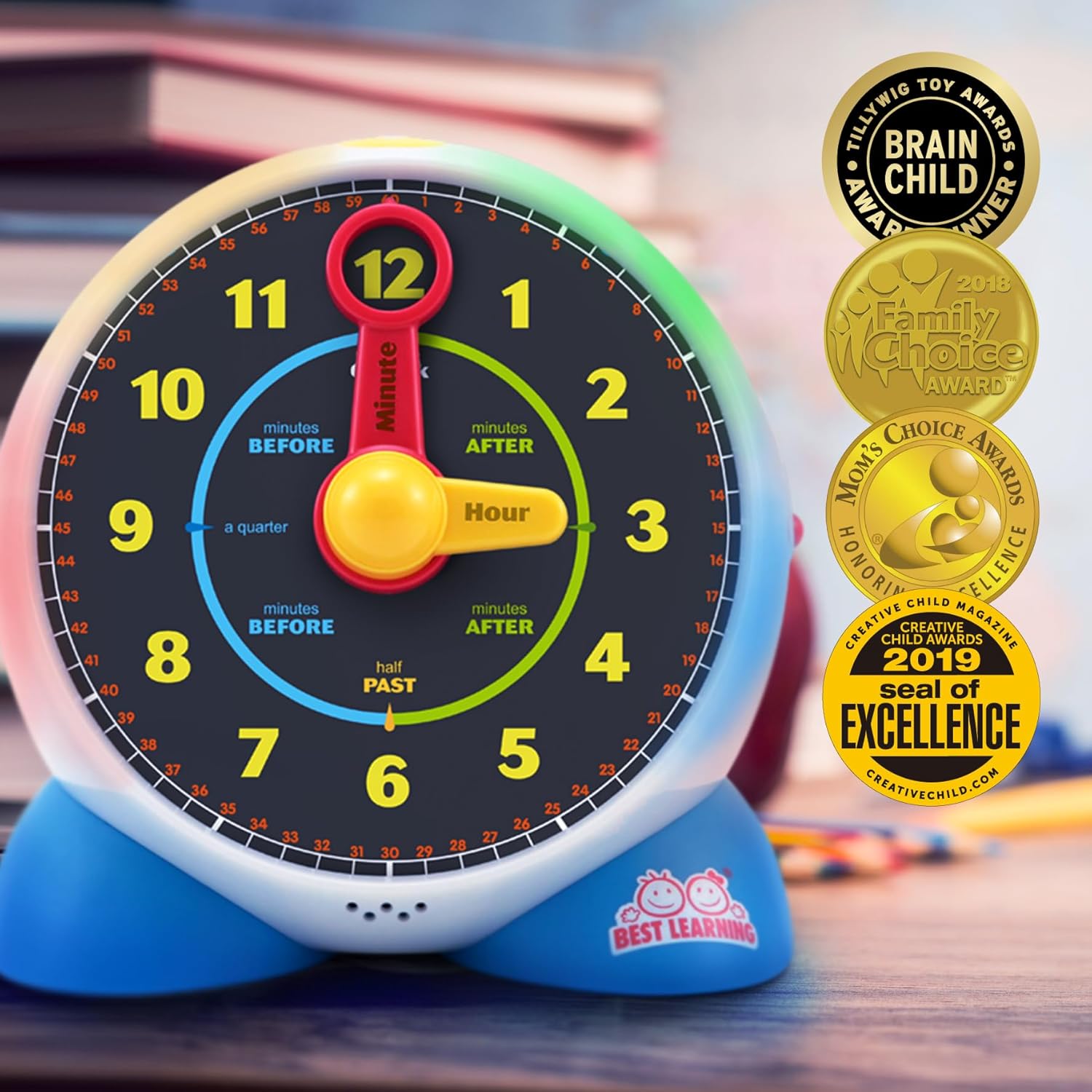 BEST LEARNING Learning Clock - Educational Talking Learn to Tell Time Teaching Light-Up Toy with Quiz and Music Sleep Mode - Toddlers & Kids Ages 3, 4, 5, 6 Years Old Boy and Girl…