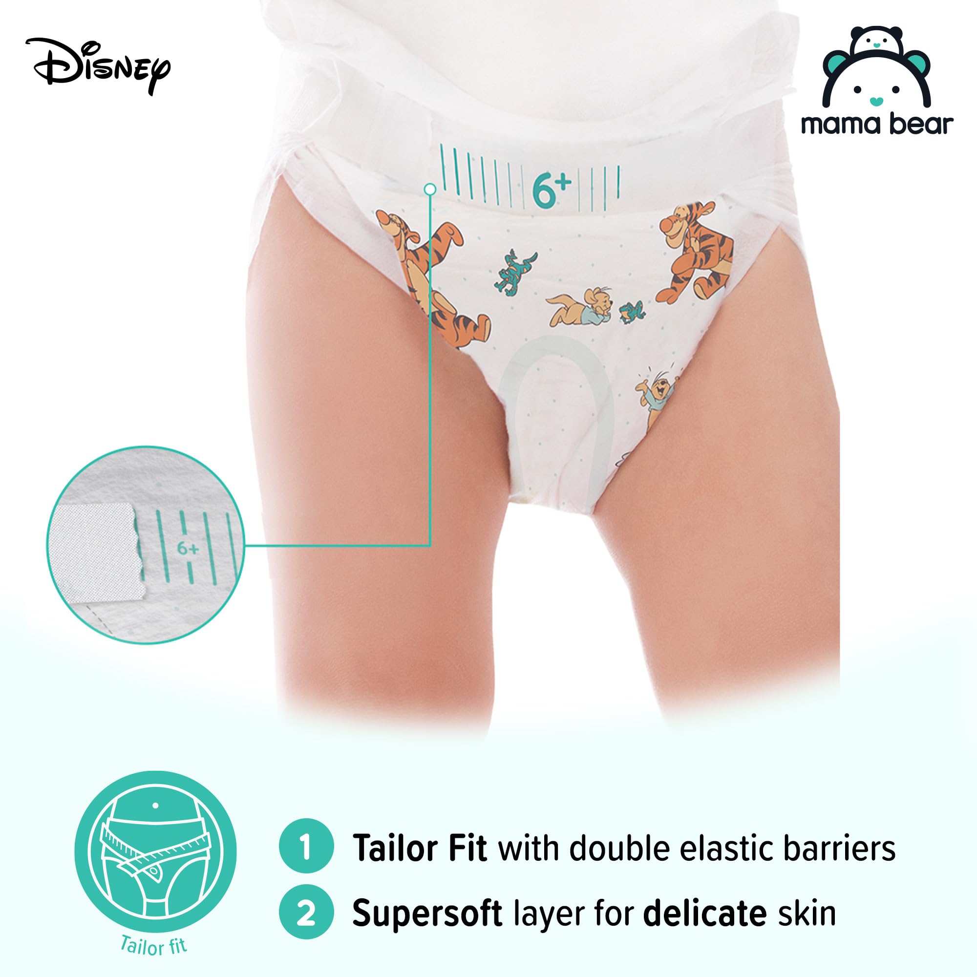 Amazon Brand - Mama Bear Disney Ultra Dry Nappies, Size 1 (2-5 kg), 96 Count, White, Monthly Pack