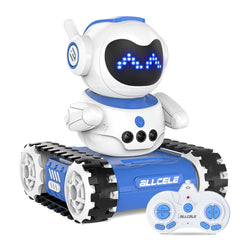 ALLCELE Robot Toys, Rechargeable Kids RC Robots for Girls & Boys, Remote Control Toy with LED Eyes & Music, for Children Age 3+ Years Old - Pink