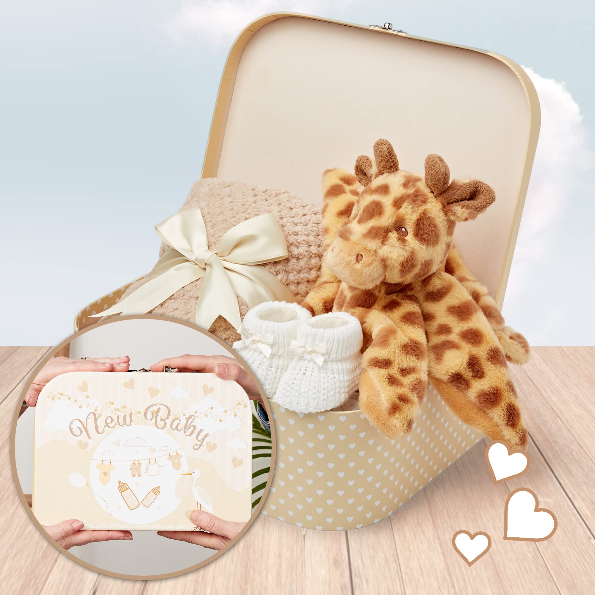 Baby Box Shop New Baby Gifts Set - 3 Baby Essentials and a Newborn Hamper Create a Premium Newborn Gift Set, New Baby Hamper Basket Girl, New Born Baby Gift - Baby Shower Hamper for Newborn - Zebra