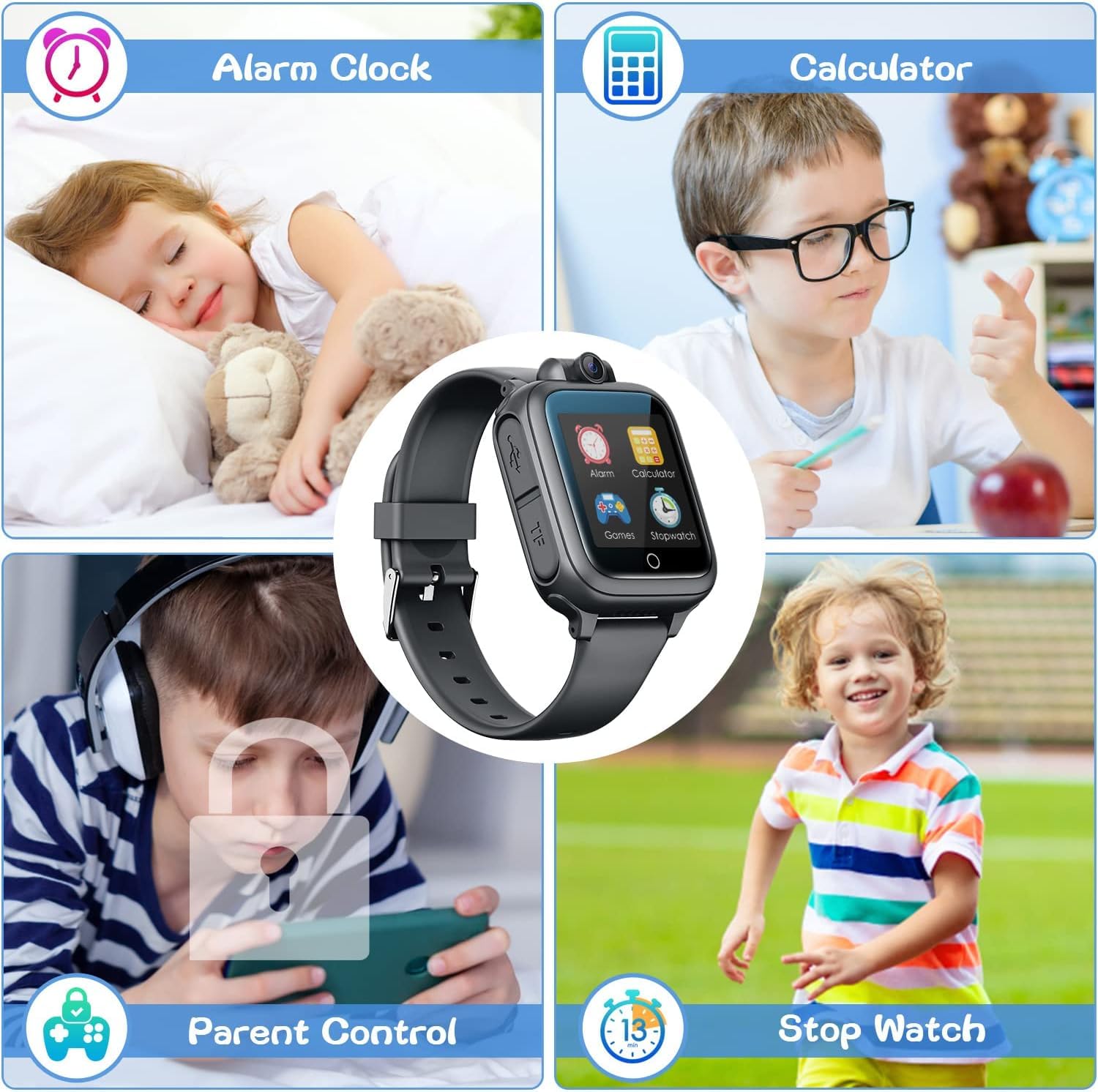 Awatty Kids Smart Watch for Boys Girls, Birthday Gift for 5-12 Year Olds Children, Electronic Learning Toys with 14 Puzzle Games, Pink Digital Watch with 90° Rotating Camera and MP3 Music Player