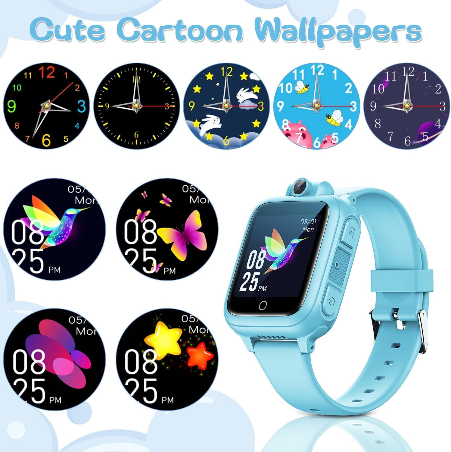 Awatty Kids Smart Watch for Boys Girls, Birthday Gift for 5-12 Year Olds Children, Electronic Learning Toys with 14 Puzzle Games, Pink Digital Watch with 90° Rotating Camera and MP3 Music Player