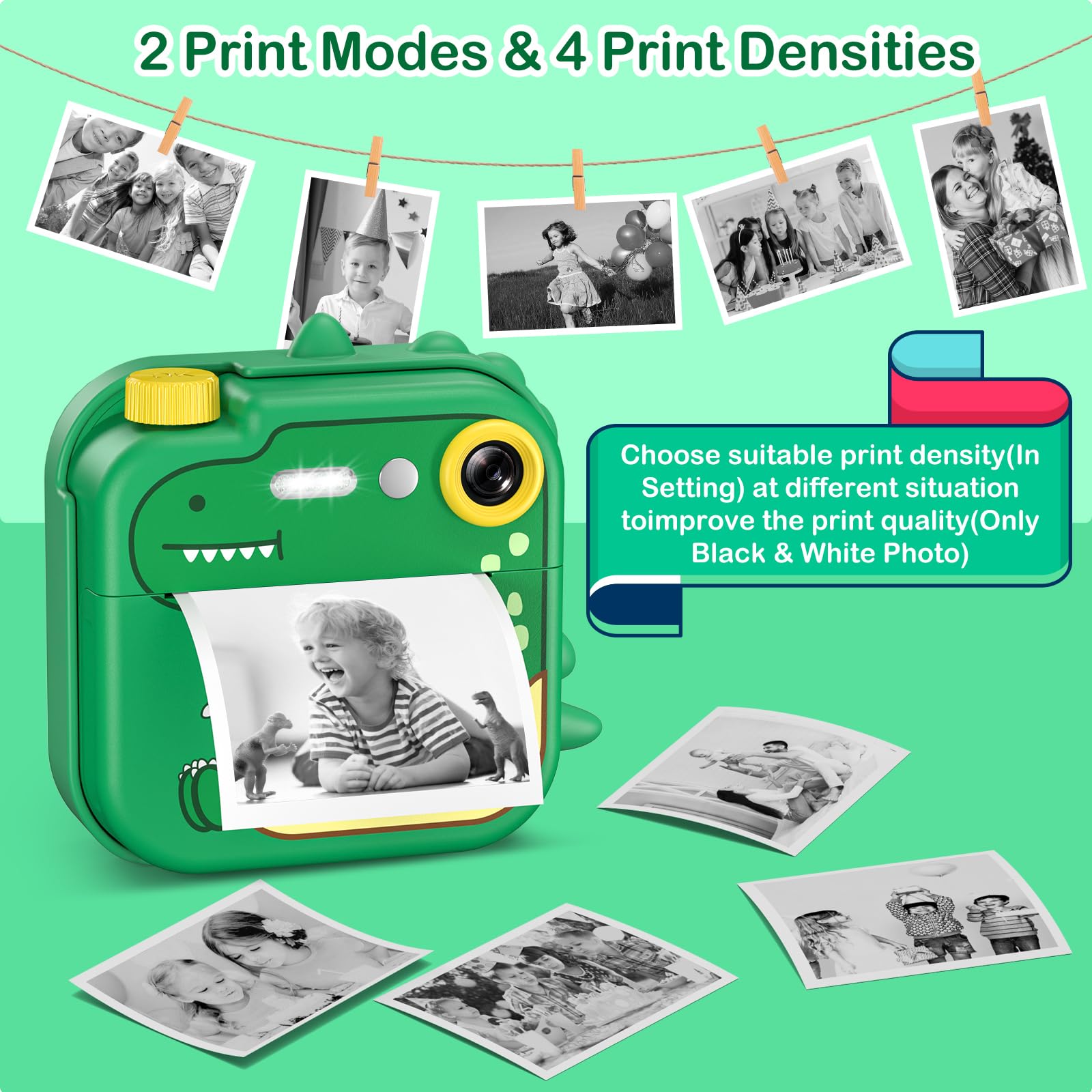 Gofunly Kids Camera Instant Print, 2.4'' Instant Camera for Kids with 32G Card & Print Photo Paper, 1080P HD Video Kids Digital Toddler Toy Camera, Christmas Birthday Gift for Girls Age 3-12 Years Old