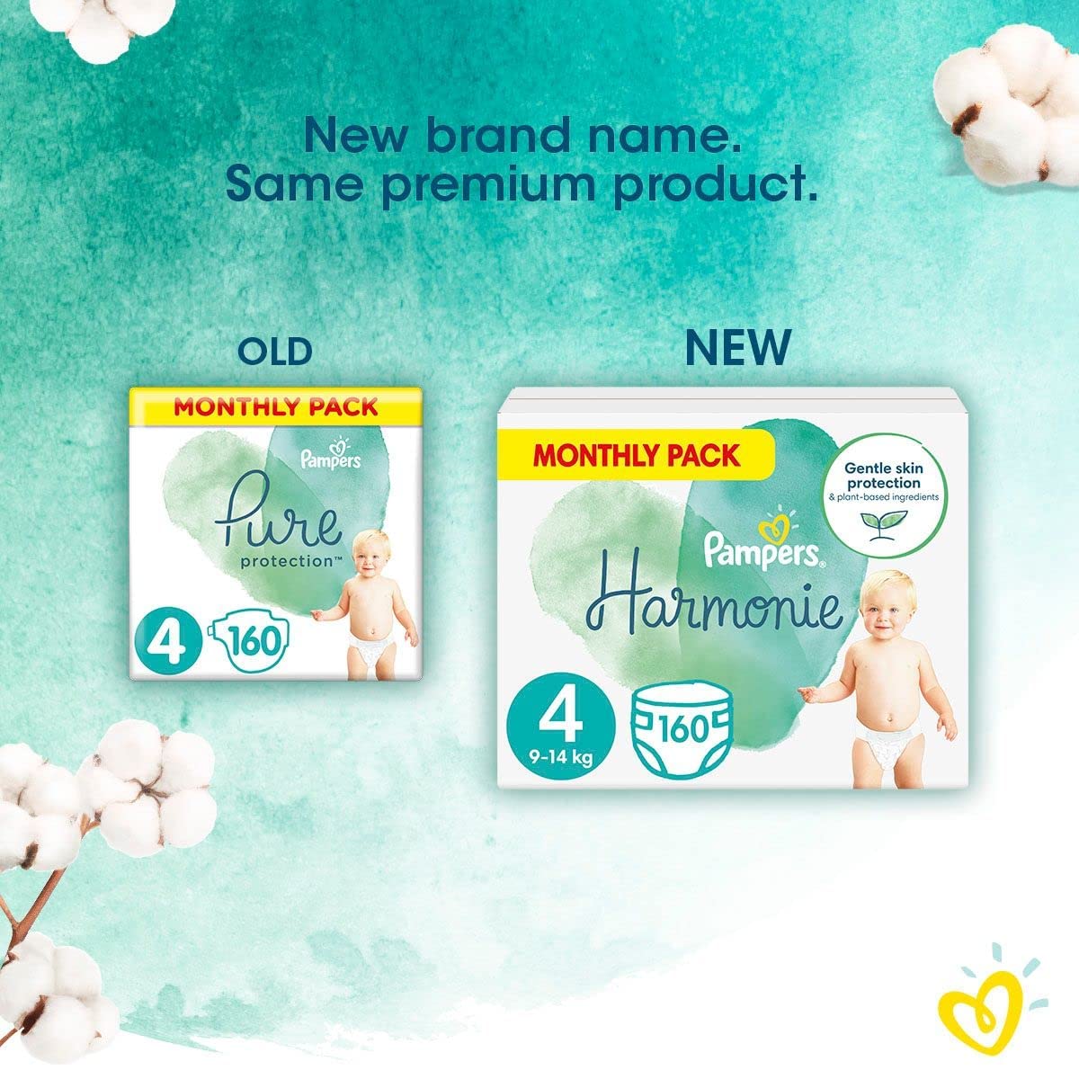 Pampers Harmonie Nappies Size 2, 204 Nappies, 4kg-8kg, Gentle Skin Protection Cushiony Soft