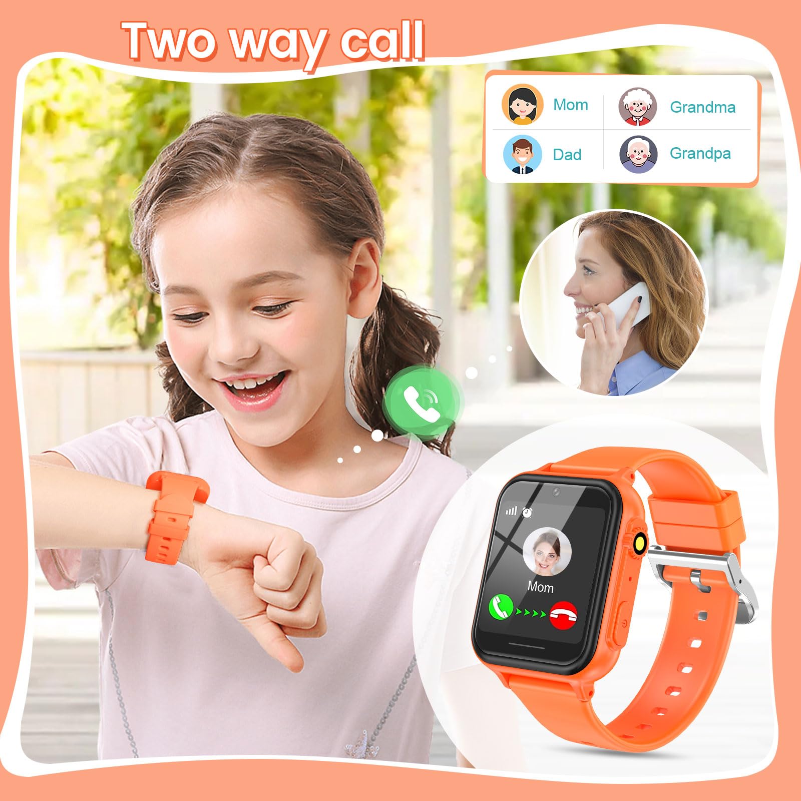 2G Smart Watch for Kids Gift for Girls Ages 4-12 - Includes Screen Protector, 30+ Games, 140 Learning Cards, HD Touch Screen, Camera, Music, Pedometer - Fun & Educational Birthday Gift Idea (Pink)